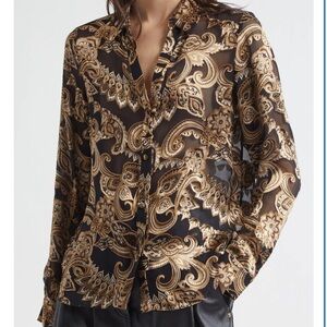 Alice + Olivia Eloise Silk Blend Paisley Woven Shirt